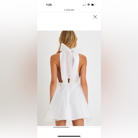 NEW Lulu’s White Organza Backless Halter Mini Dress - small - Picture 2 of 6